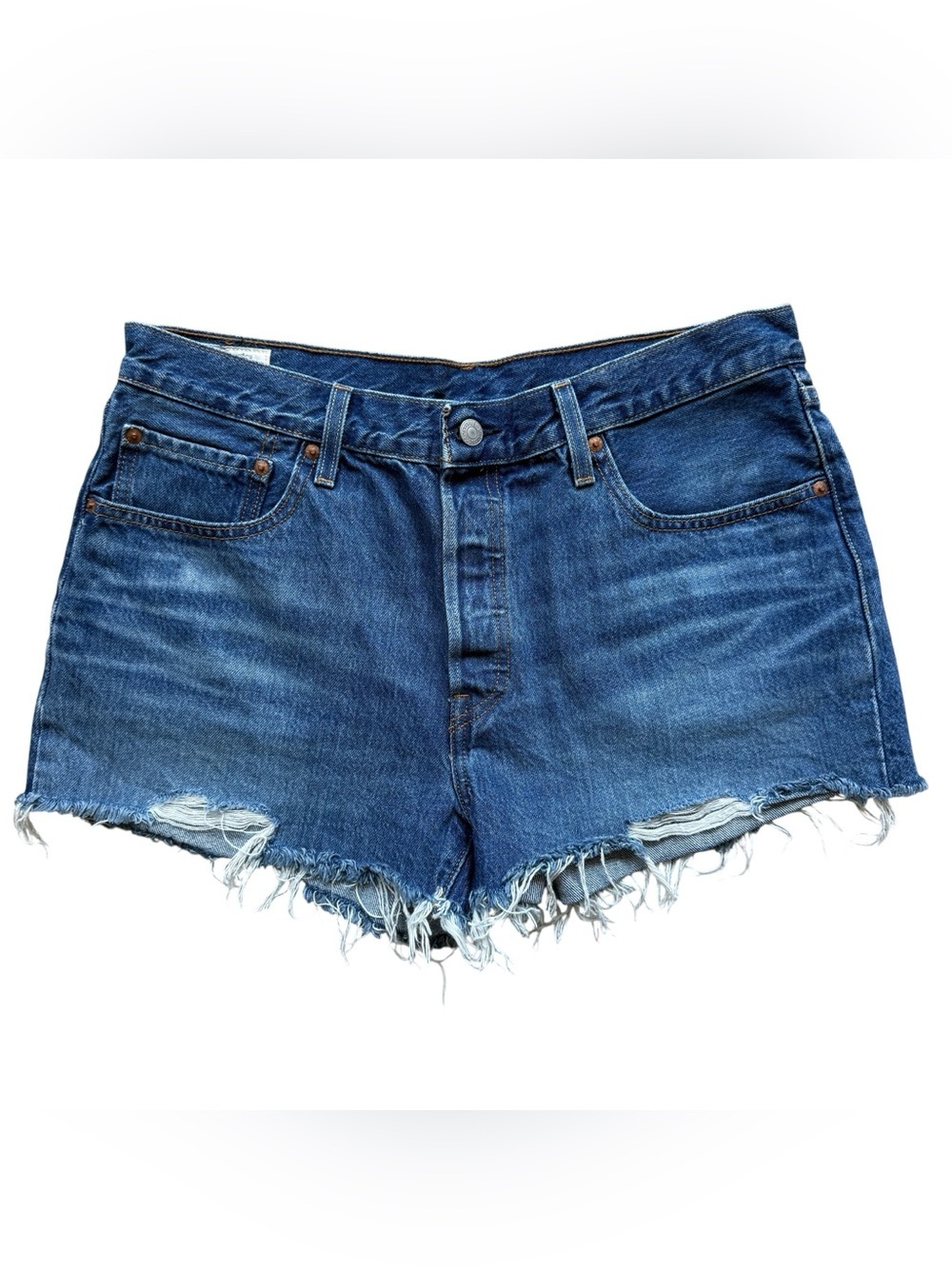Levi’s 501 Cutoff Denim Shorts W32 Distressed Raw Hem Y2K Festival Jean Shorts